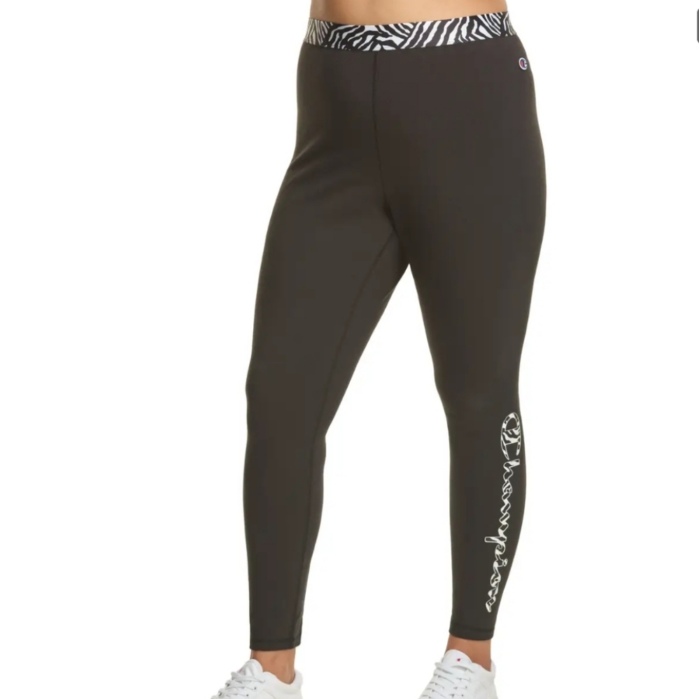 Champion Zebra Print Logo 7/8 Leggings 4X NWT